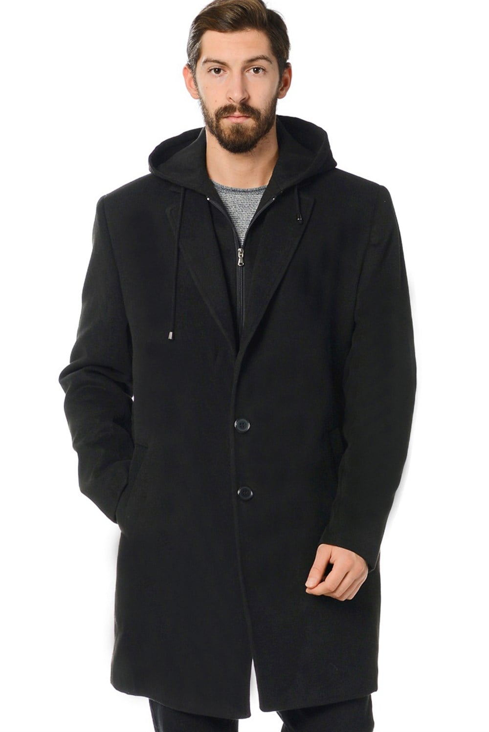 PLT8395 DEWBERRY BATTAL PALTO-SİYAH