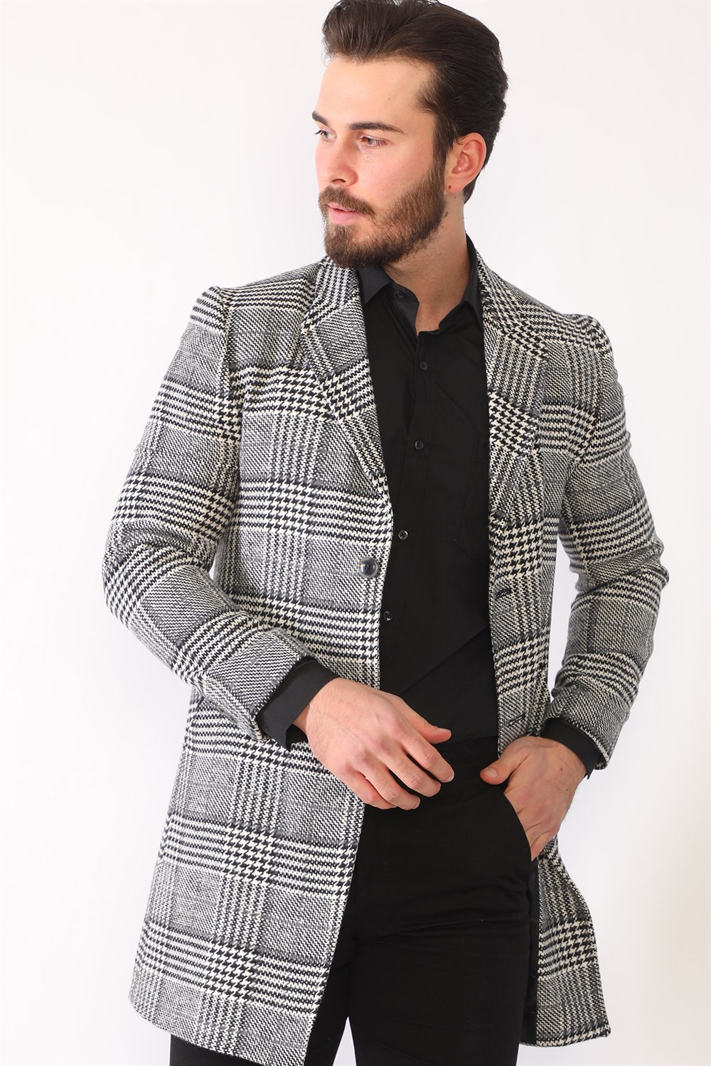 PLT8398 DEWBERRY ERKEK PALTO-EKOSE-SİYAH