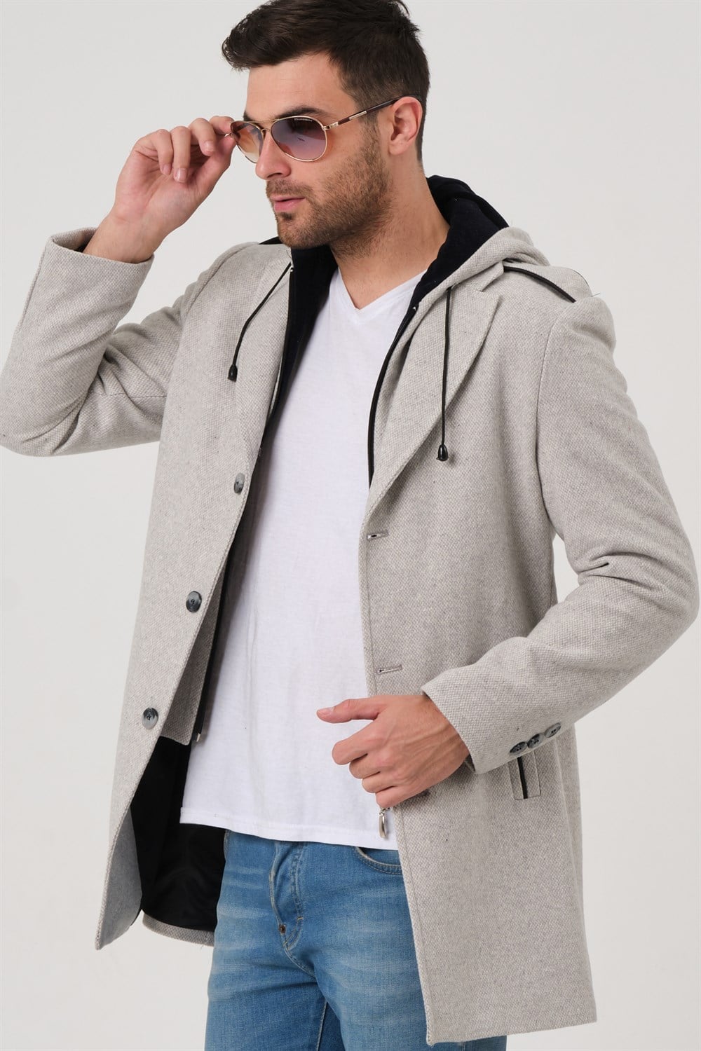 PLT8406 DEWBERRY ERKEK PALTO-DESENLİ BEJ