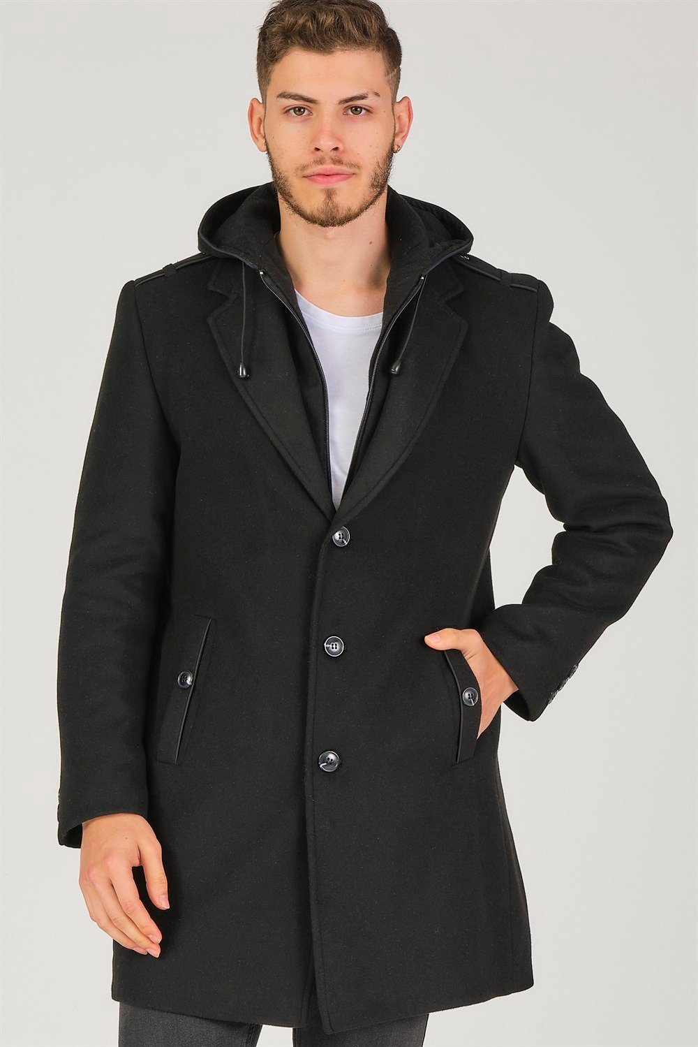 PLT8406 DEWBERRY ERKEK PALTO-SİYAH