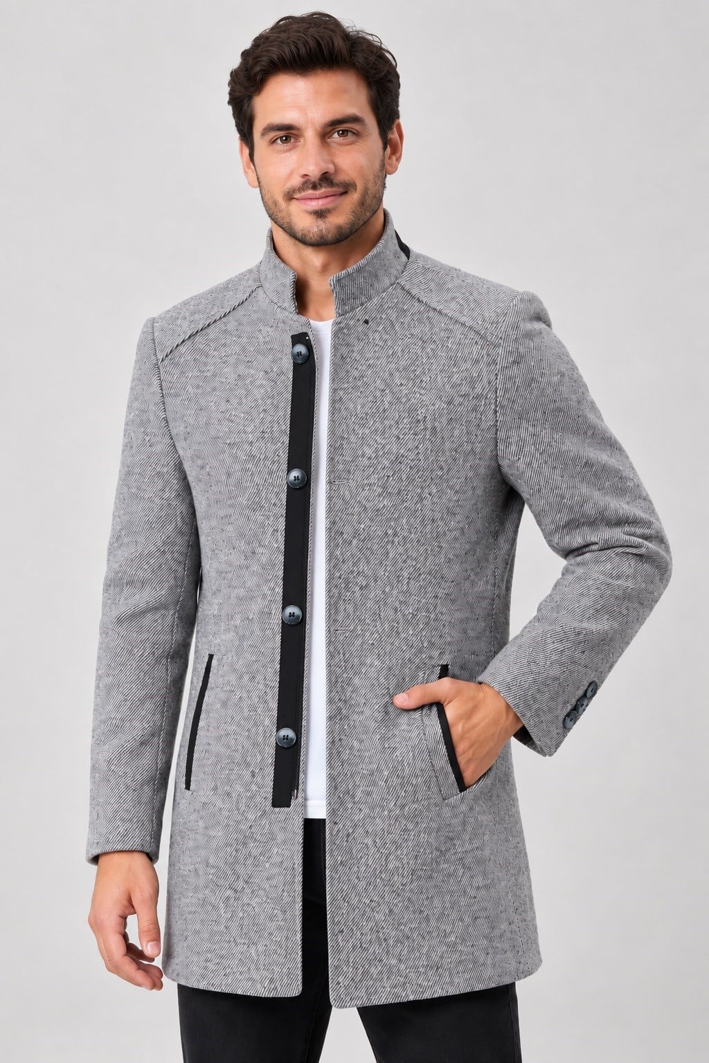 PLT9327 DEWBERRY ERKEK KABAN-AÇIK DİAGONAL GRİ