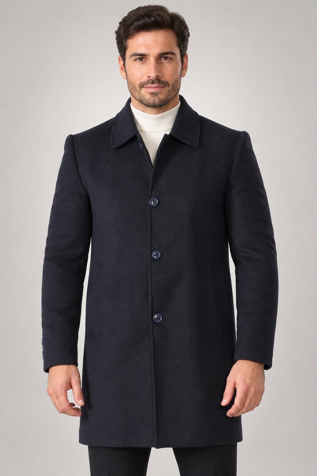 PLT9364 DEWBERRY ERKEK PALTO-DÜZ LACİVERT