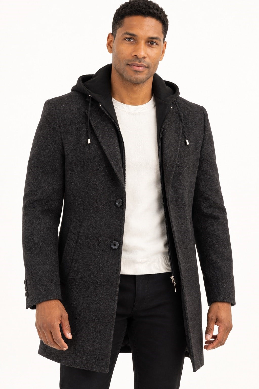 PLT9376 DEWBERRY ERKEK PALTO-DESENLİ SİYAH