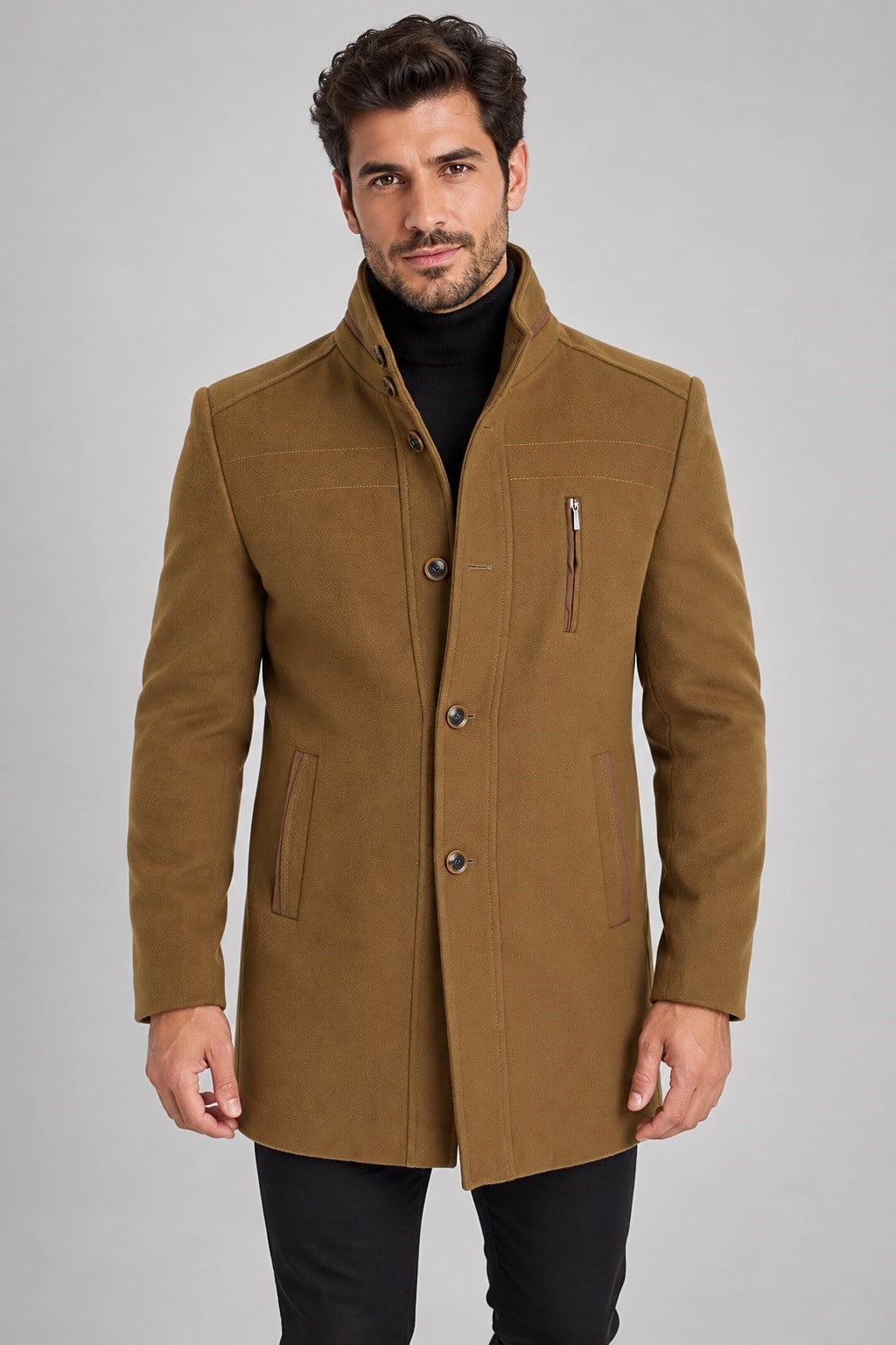 PLT9386 DEWBERRY ERKEK PALTO-CAMEL-1