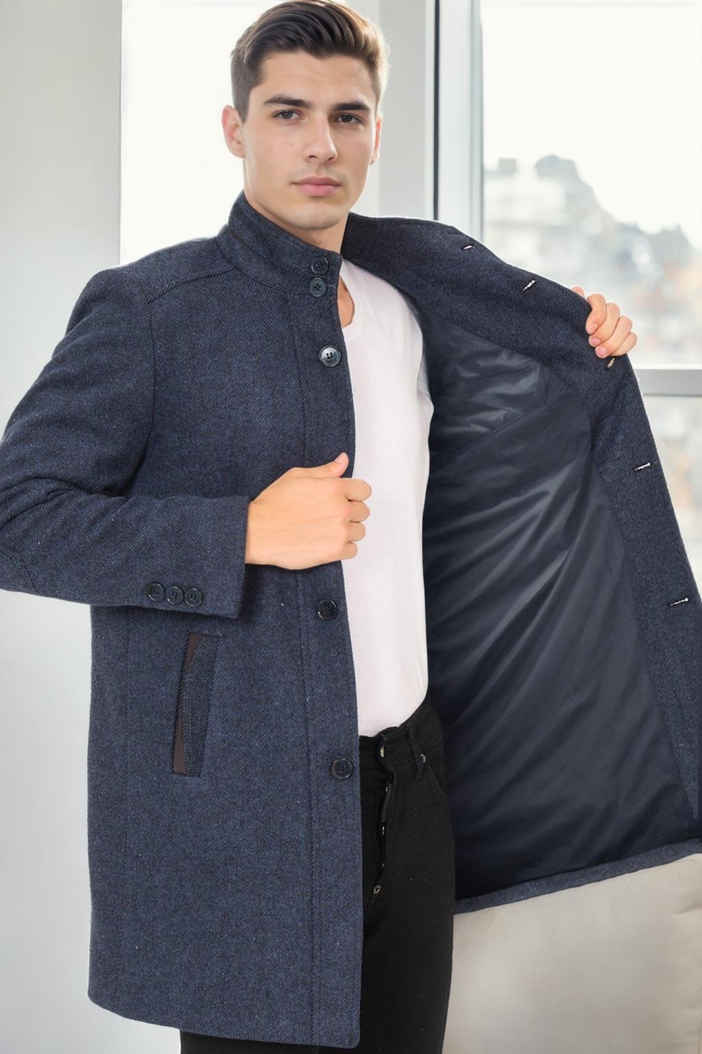 PLT9386 DEWBERRY ERKEK PALTO-DİAGONAL LACİVERT