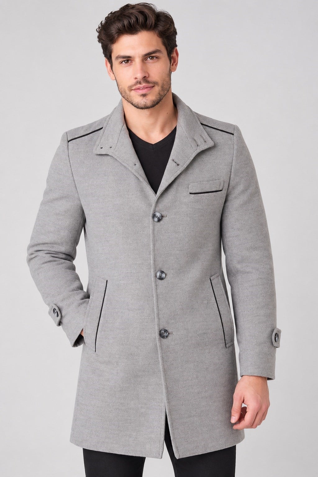 PLT9391 DEWBERRY ERKEK PALTO-GRİ-2