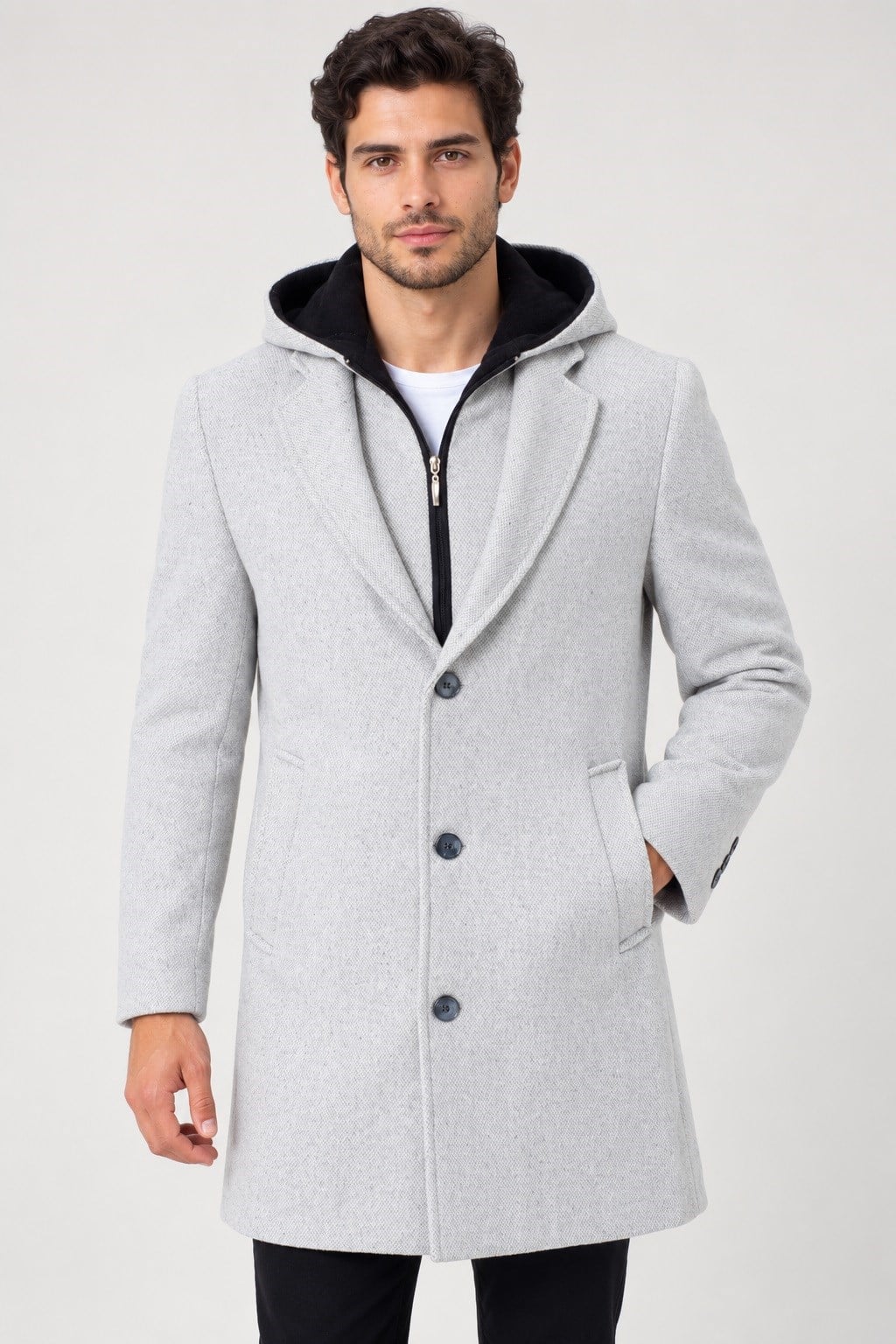 PLT9395 DEWBERRY BATTAL PALTO-DESENLİ BEJ-2