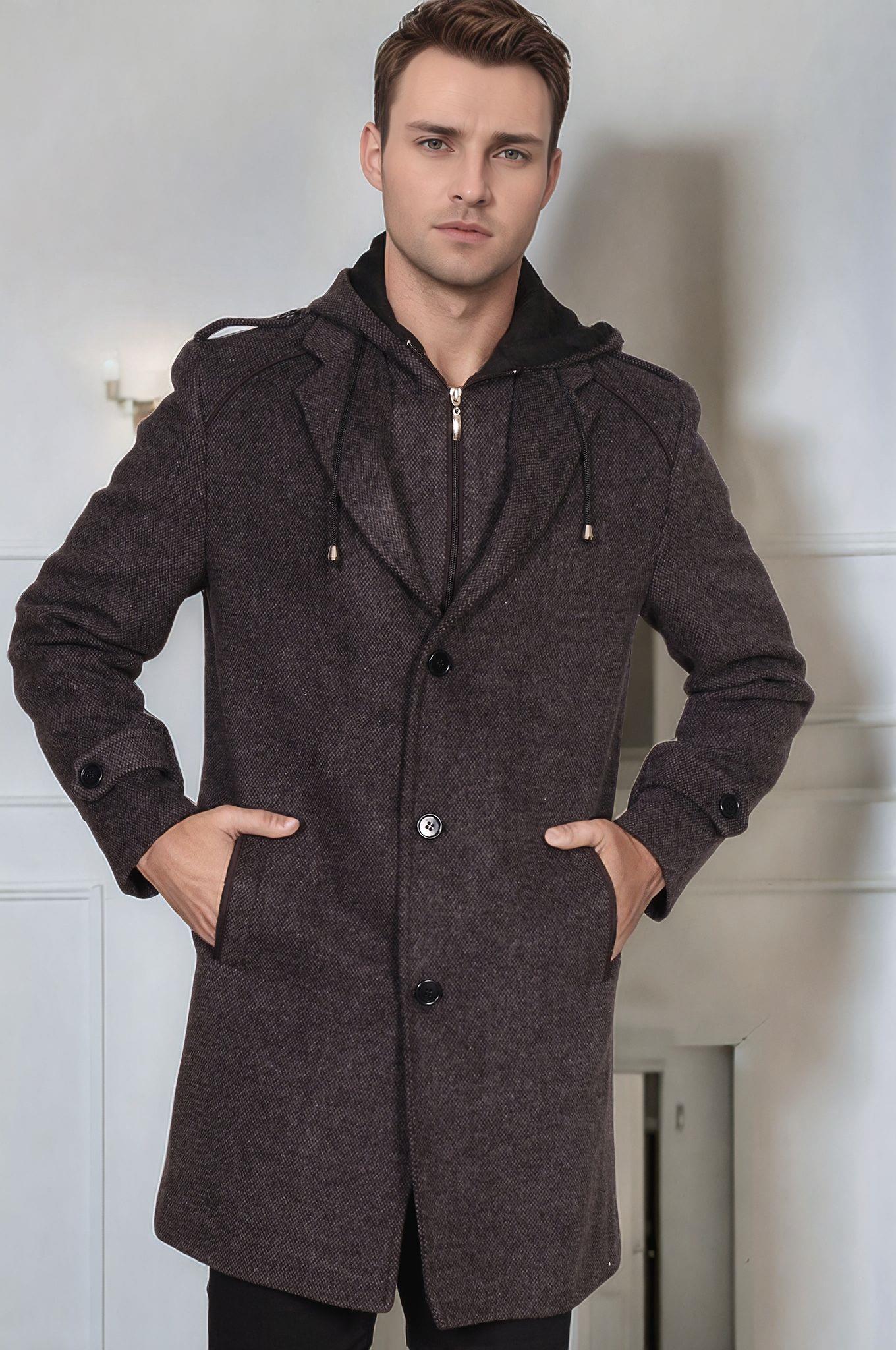 PLT9401 DEWBERRY ERKEK PALTO-DESENLİ ANTRASİT