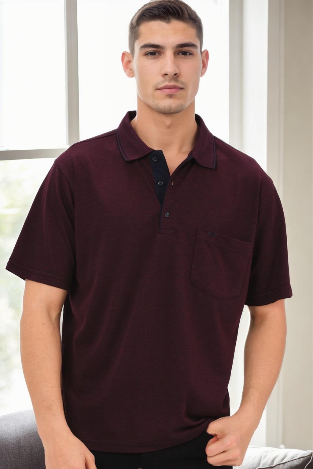 T0094 DEWBERRY ERKEK T-SHIRT-BORDO