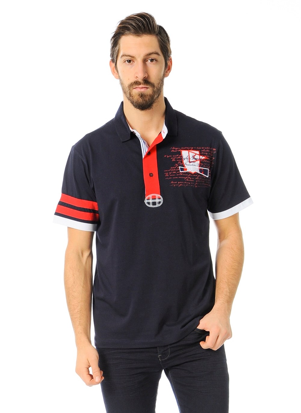 T8507 DEWBERRY T-SHIRT-LACİVERT