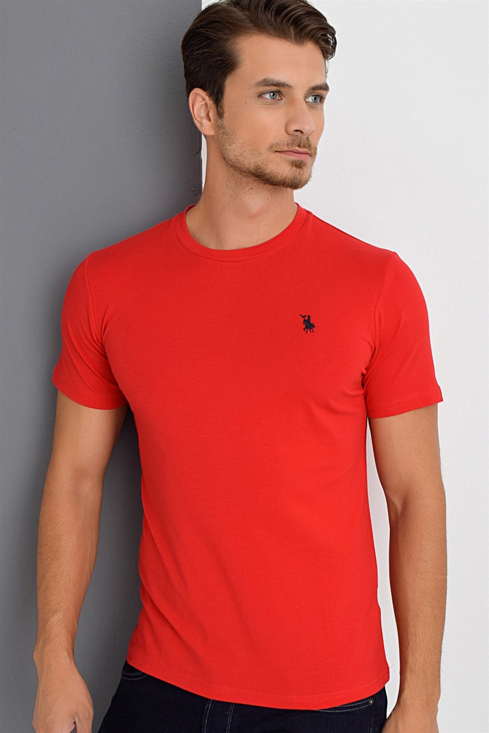 T8536 DEWBERRY T-SHIRT-KIRMIZI