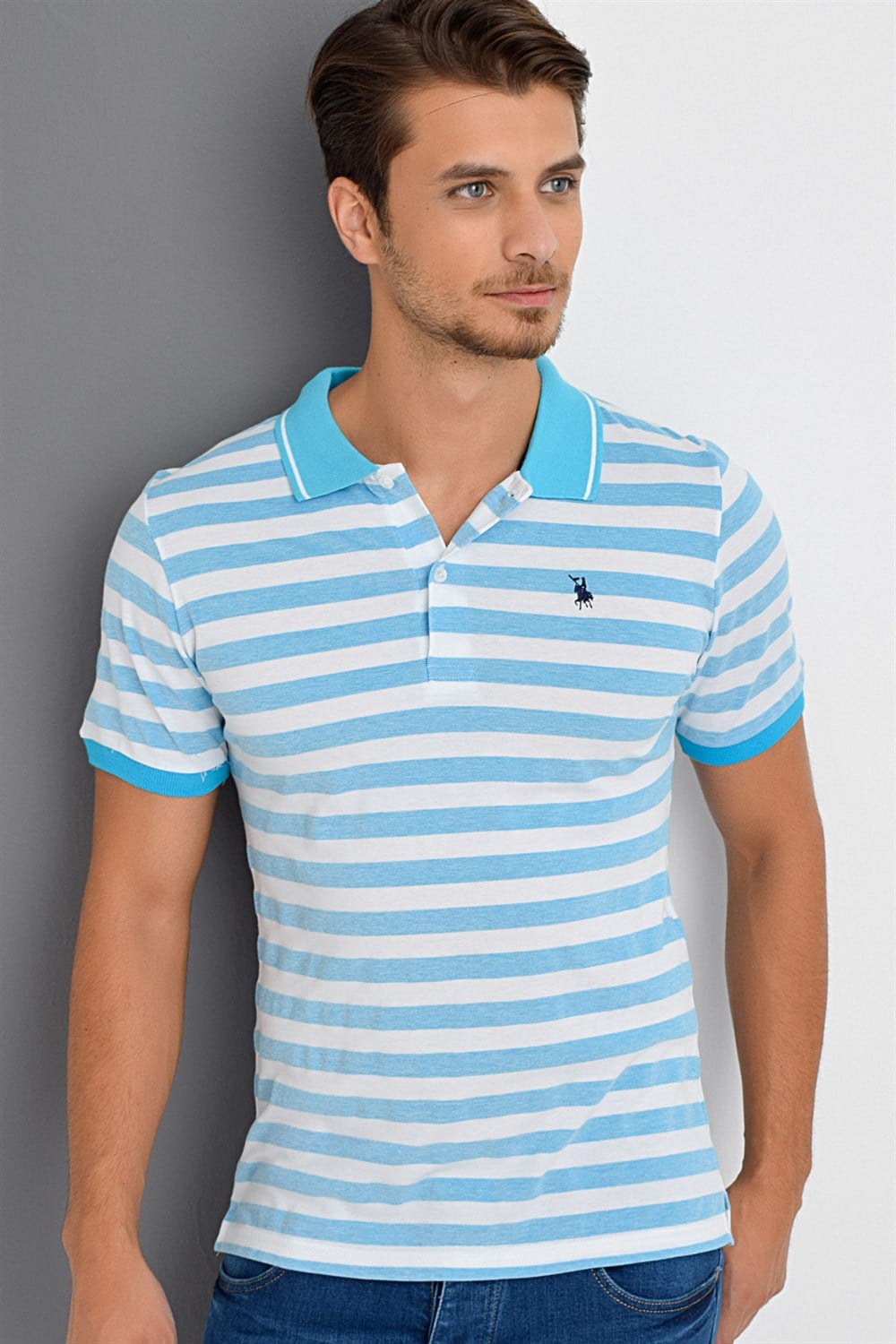 T8545 DEWBERRY T-SHIRT-MAVİ