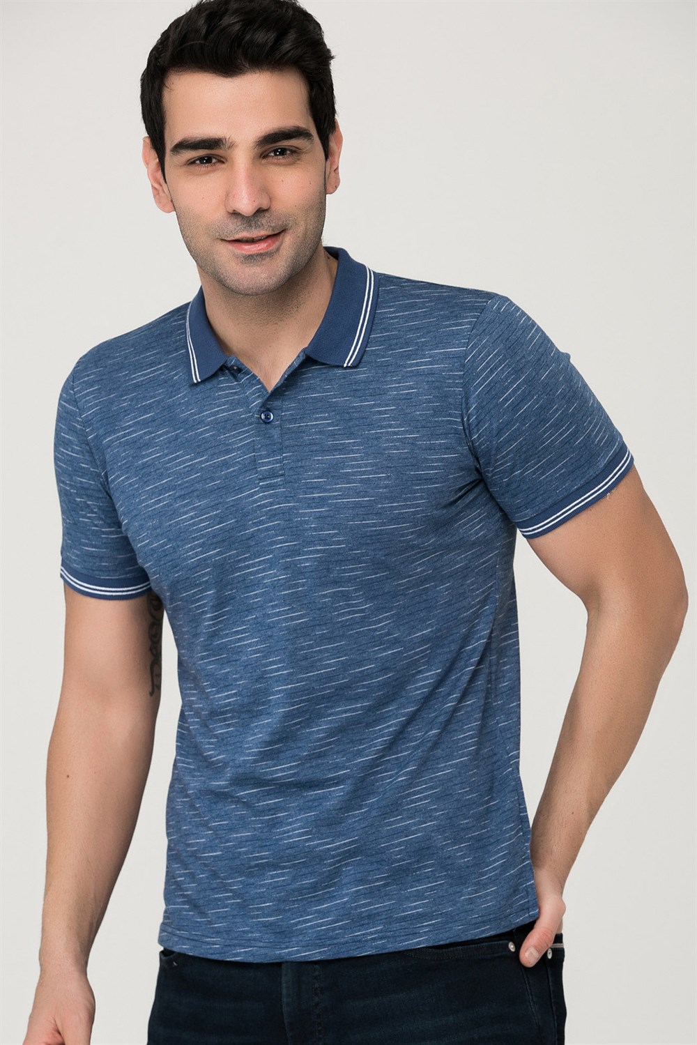 T8549 DEWBERRY T-SHIRT-LACİVERT