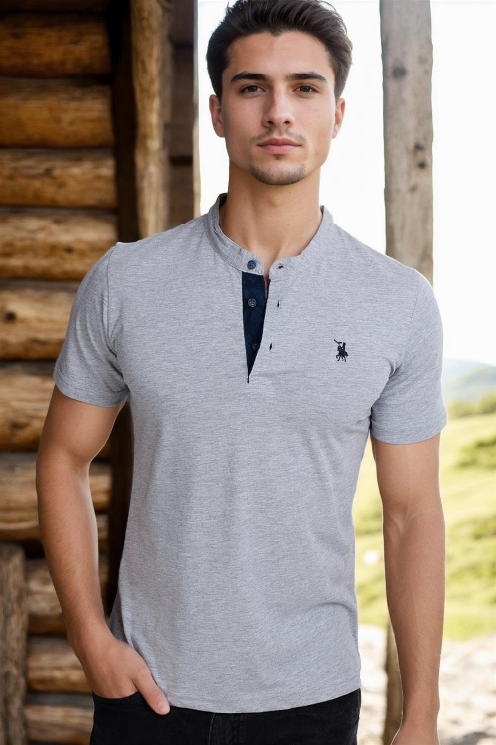 T8560 DEWBERRY T-SHIRT-AÇIK GRİ