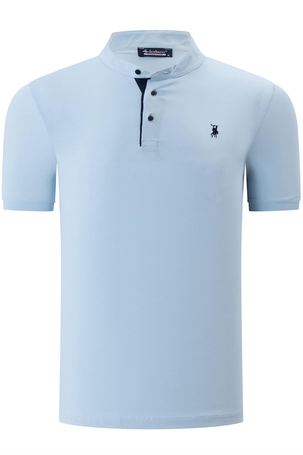 T8560 DEWBERRY T-SHIRT-DÜZ AÇIK MAVİ
