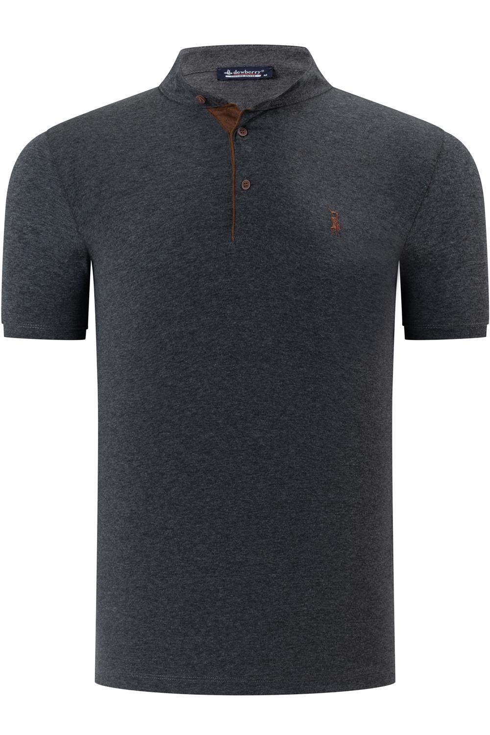 T8560 DEWBERRY T-SHIRT-DÜZ ANTRASİT