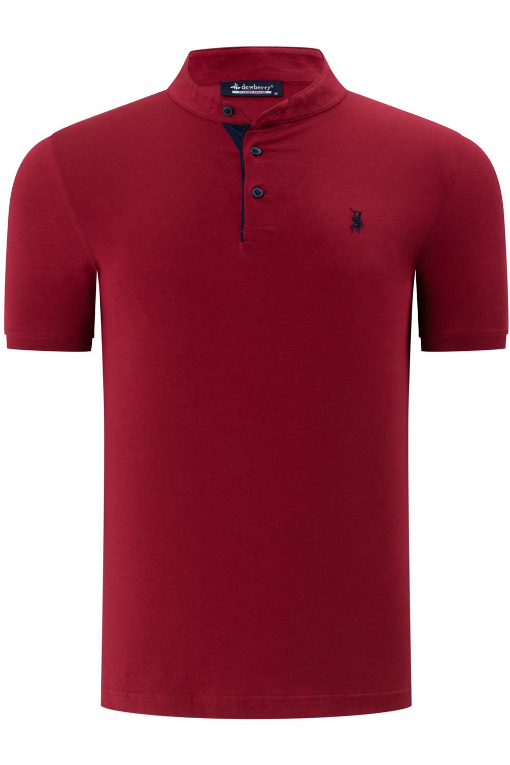 T8560 DEWBERRY T-SHIRT-DÜZ BORDO