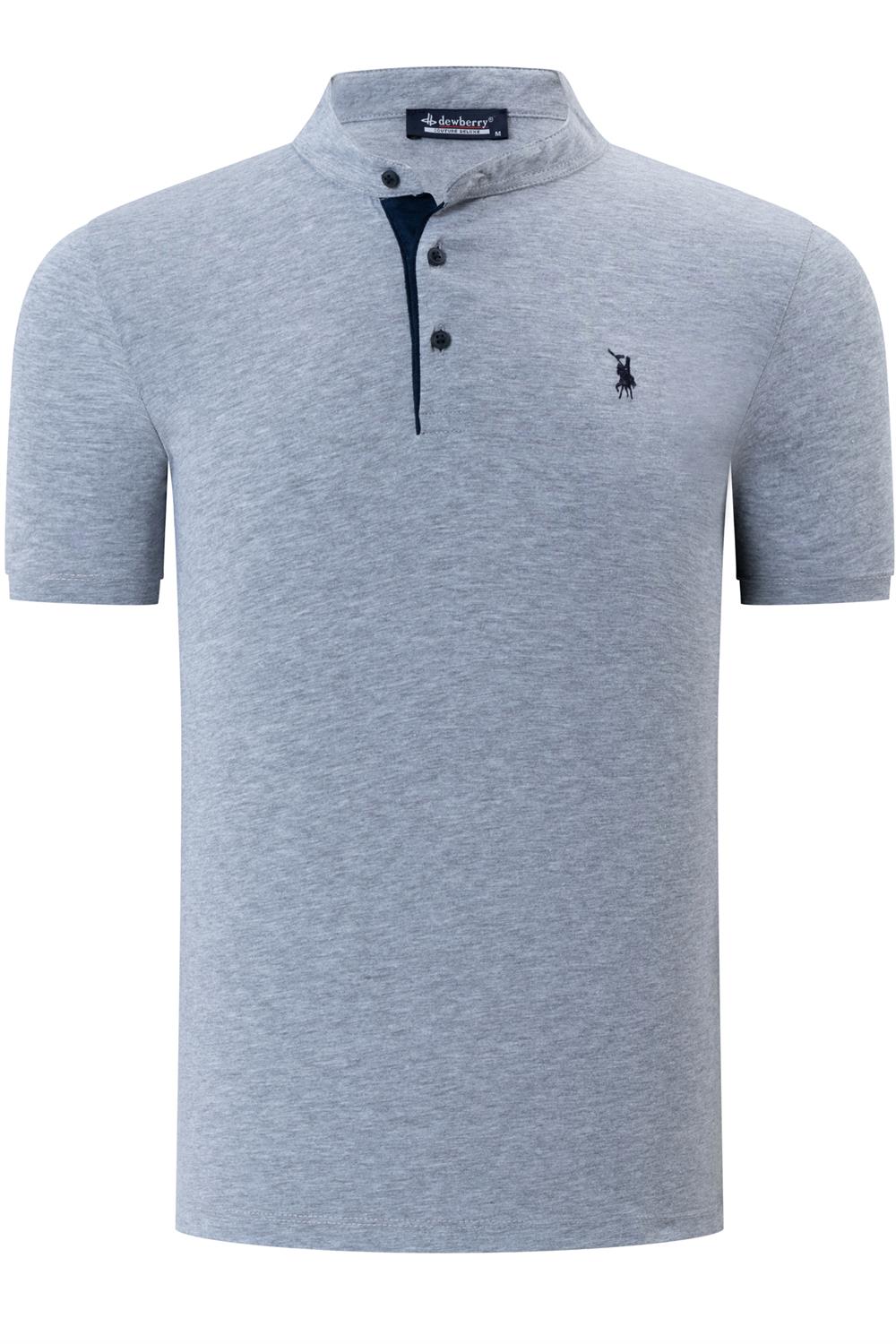 T8560 DEWBERRY T-SHIRT-DÜZ GRİ