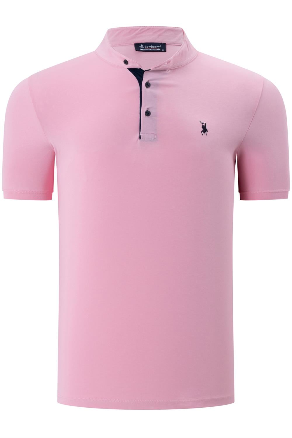 T8560 DEWBERRY T-SHIRT-DÜZ PEMBE