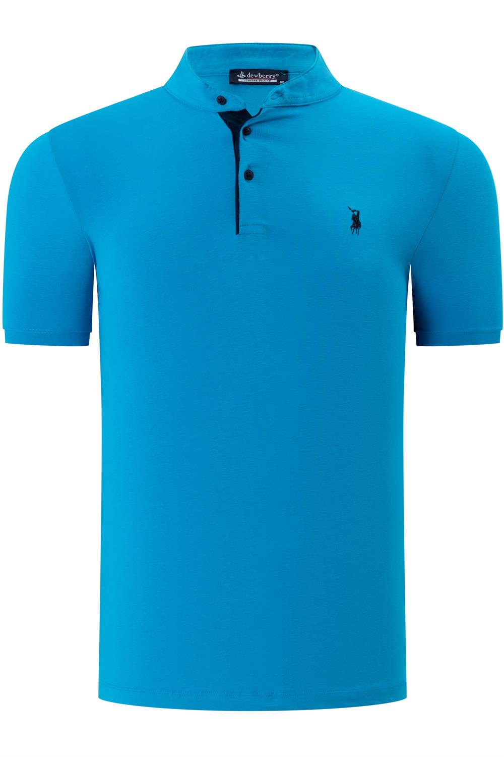 T8560 DEWBERRY T-SHIRT-DÜZ TURKUAZ