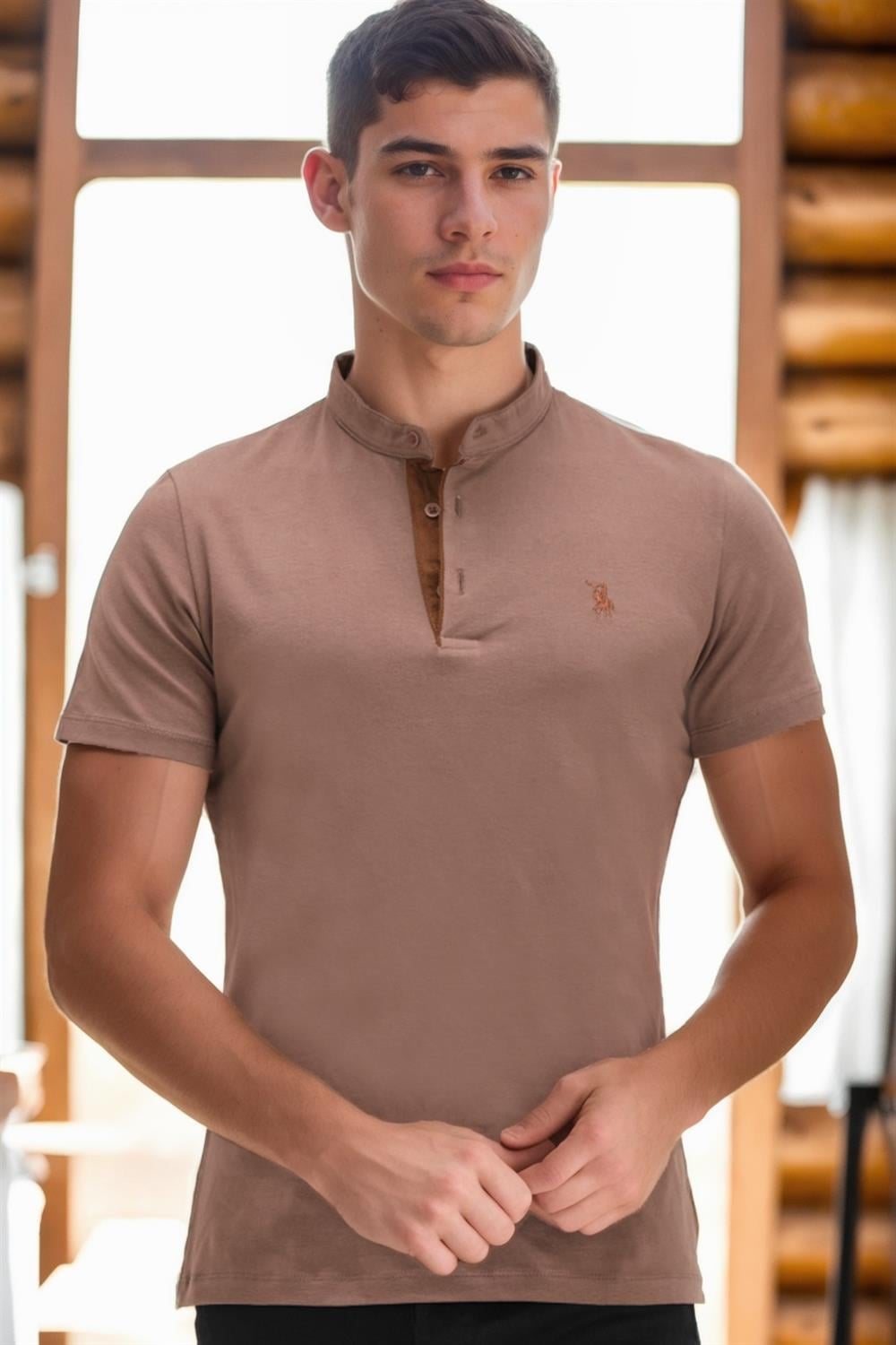 T8560 DEWBERRY T-SHIRT-KAHVE 1