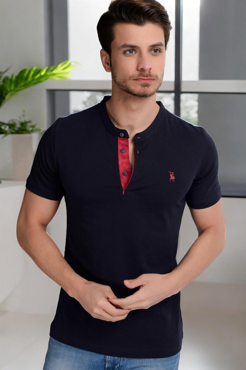 T8560 DEWBERRY T-SHIRT-KOYU LACİVERT