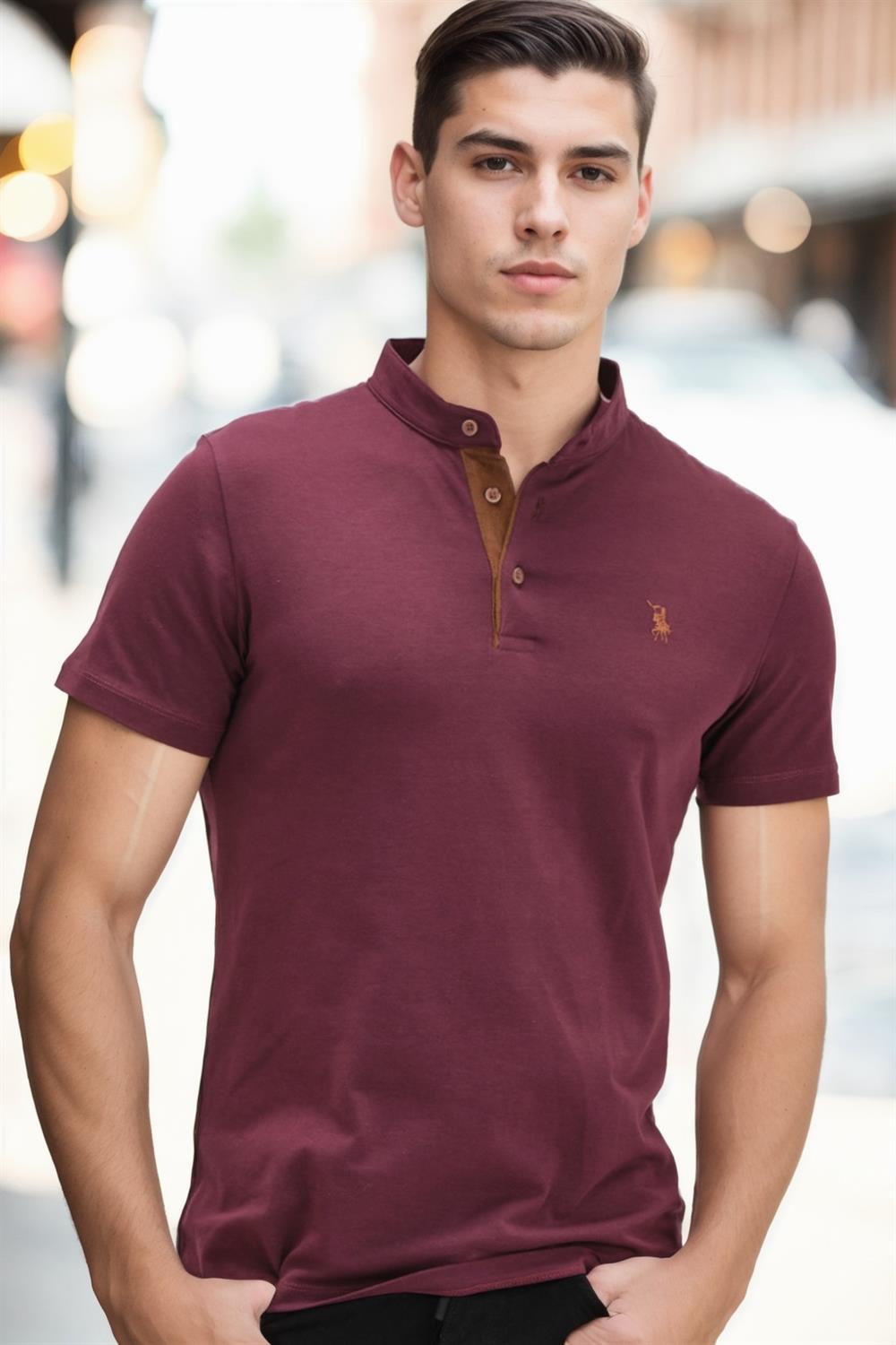 T8560 DEWBERRY T-SHIRT-KOYU MOR