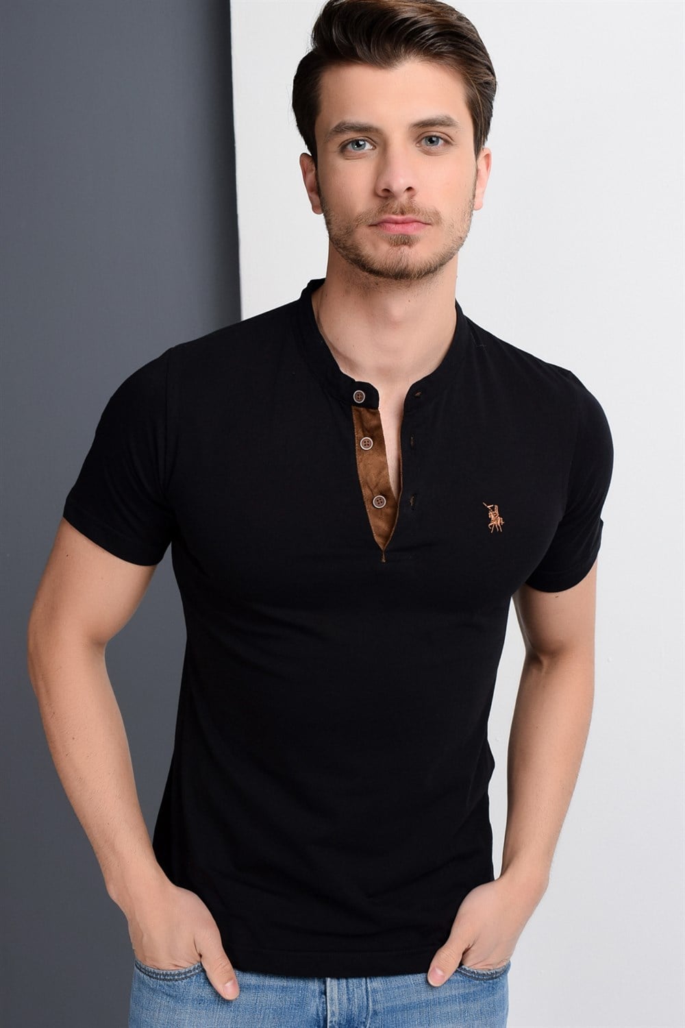 T8560 DEWBERRY T-SHIRT-SİYAH