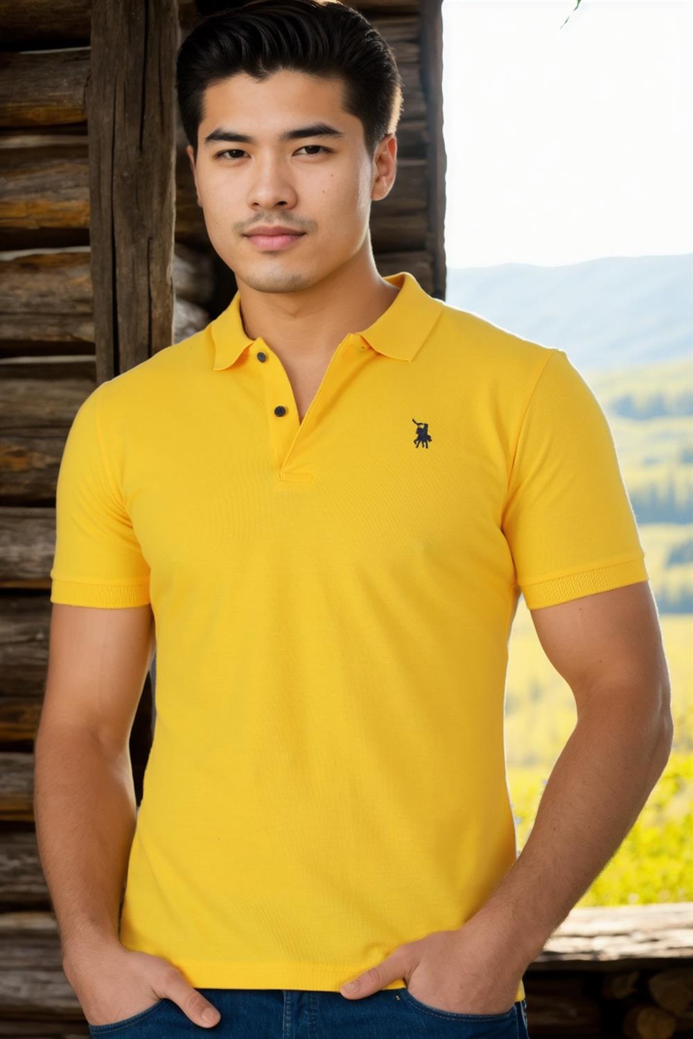 T8561 DEWBERRY ERKEK TSHIRT-AÇIK SARI