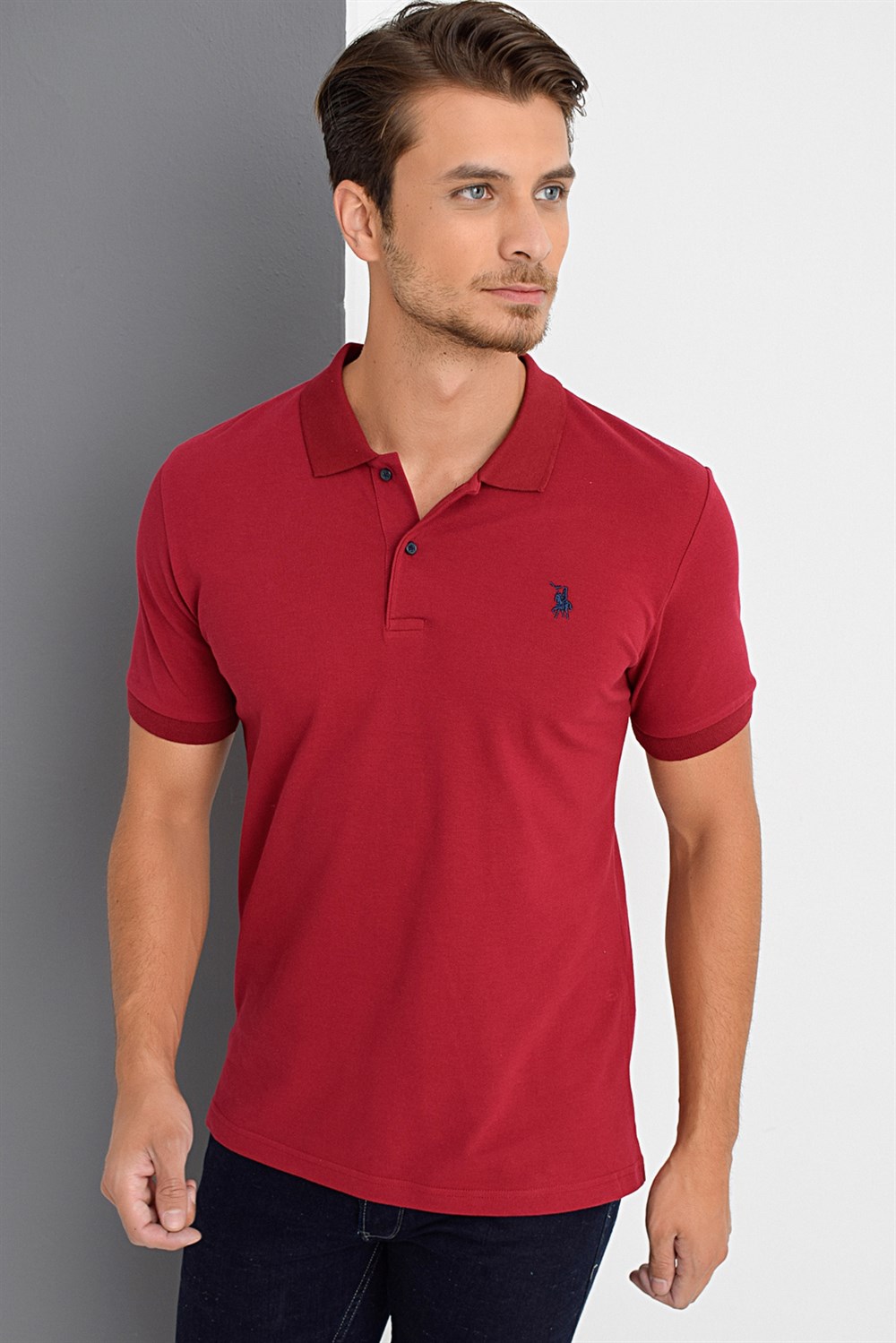 T8561 DEWBERRY ERKEK TSHIRT-BORDO