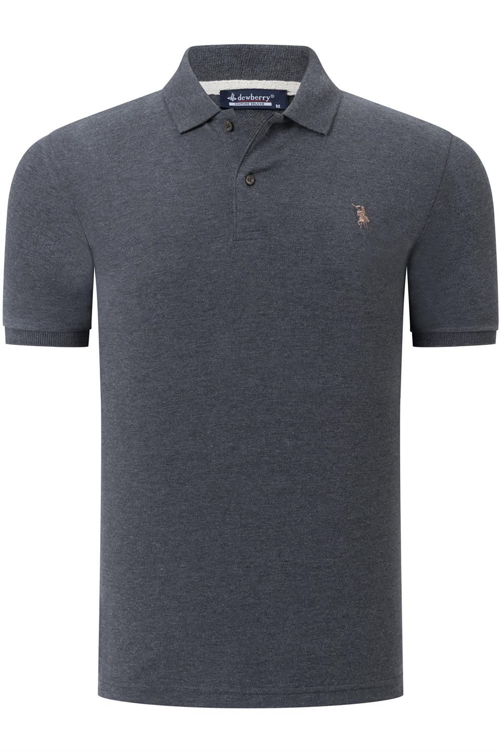 T8561 DEWBERRY ERKEK TSHIRT-DÜZ ANTRASİT