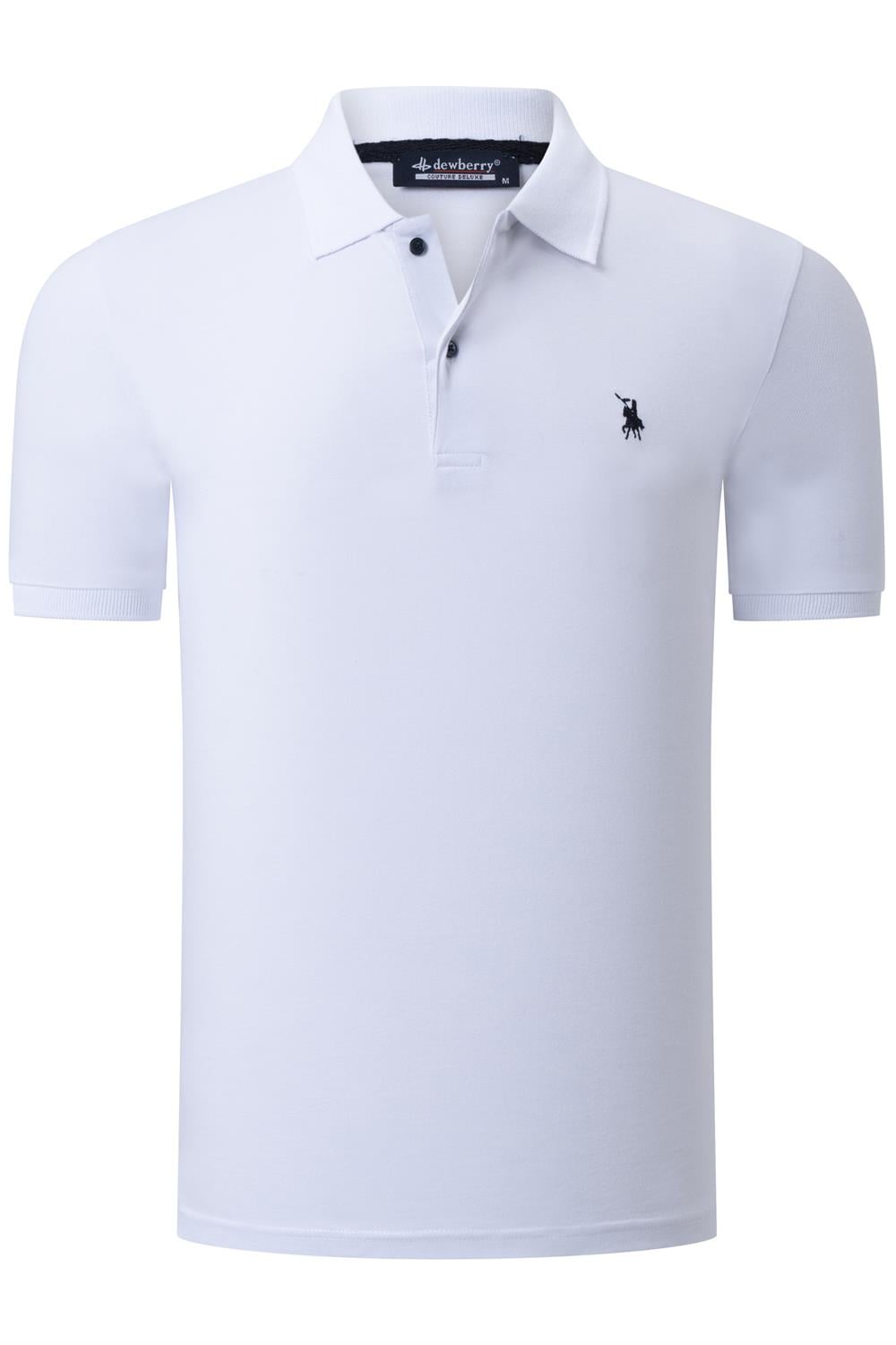 T8561 DEWBERRY ERKEK TSHIRT-DÜZ BEYAZ