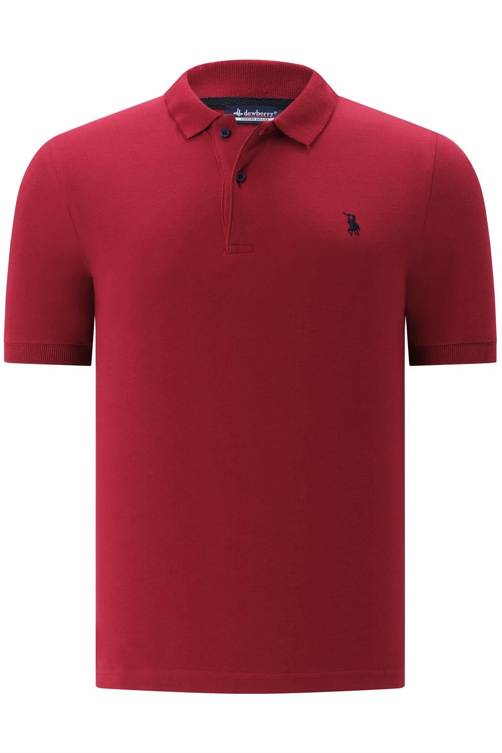 T8561 DEWBERRY ERKEK TSHIRT-DÜZ BORDO
