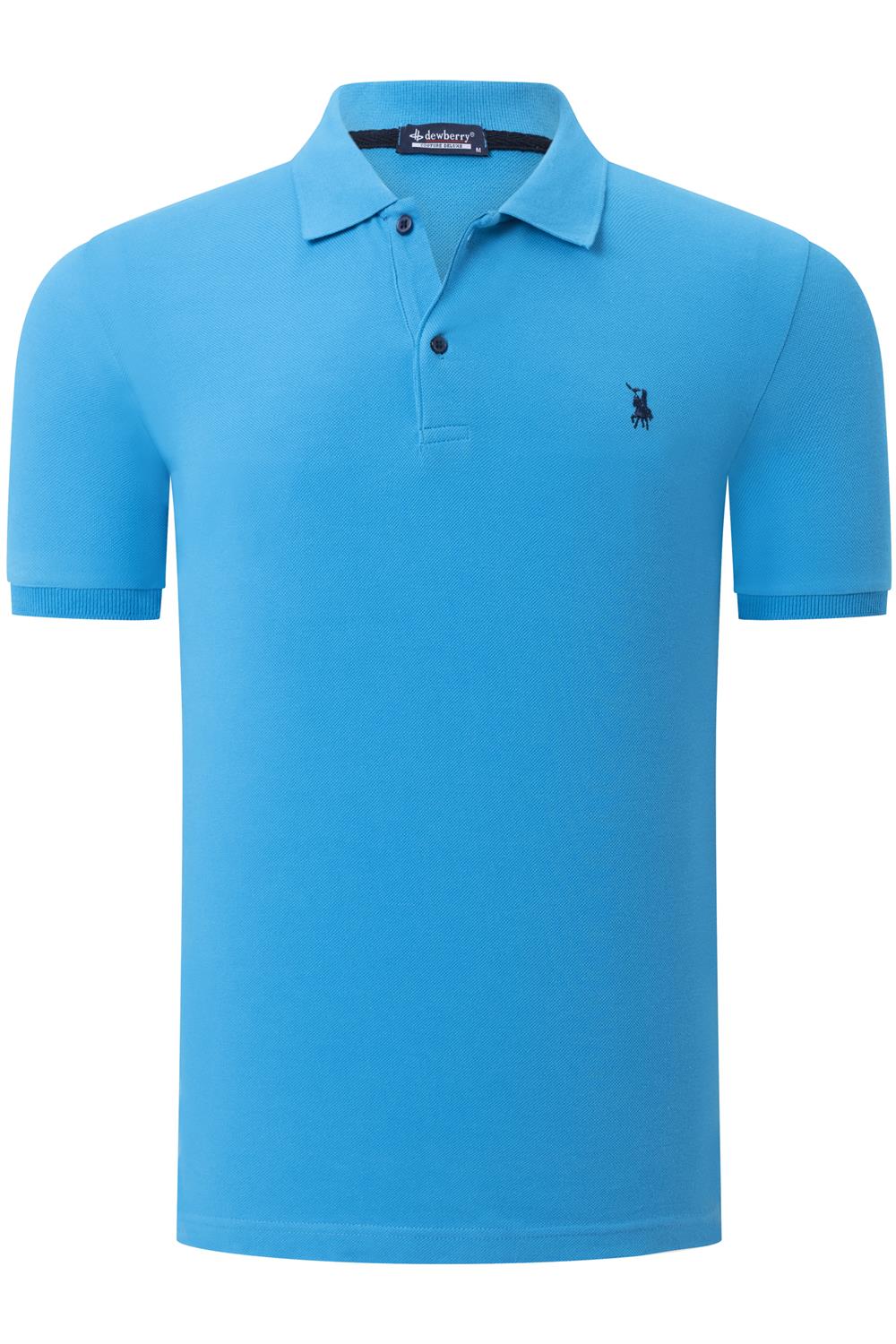 T8561 DEWBERRY ERKEK TSHIRT-DÜZ MAVİ