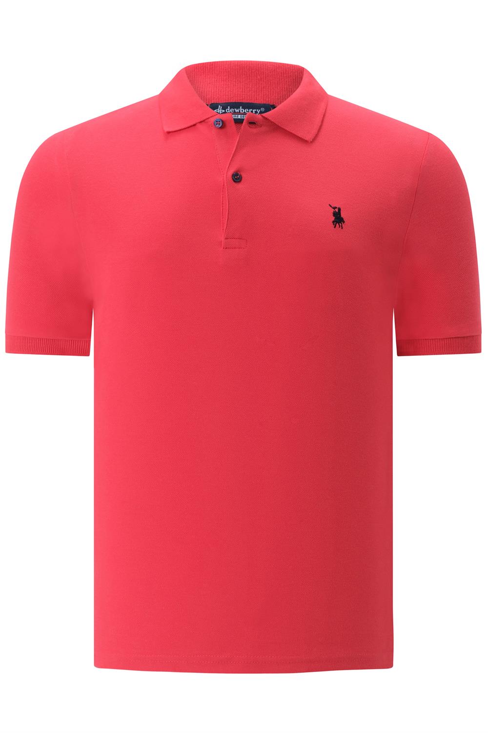 T8561 DEWBERRY ERKEK TSHIRT-DÜZ NAR