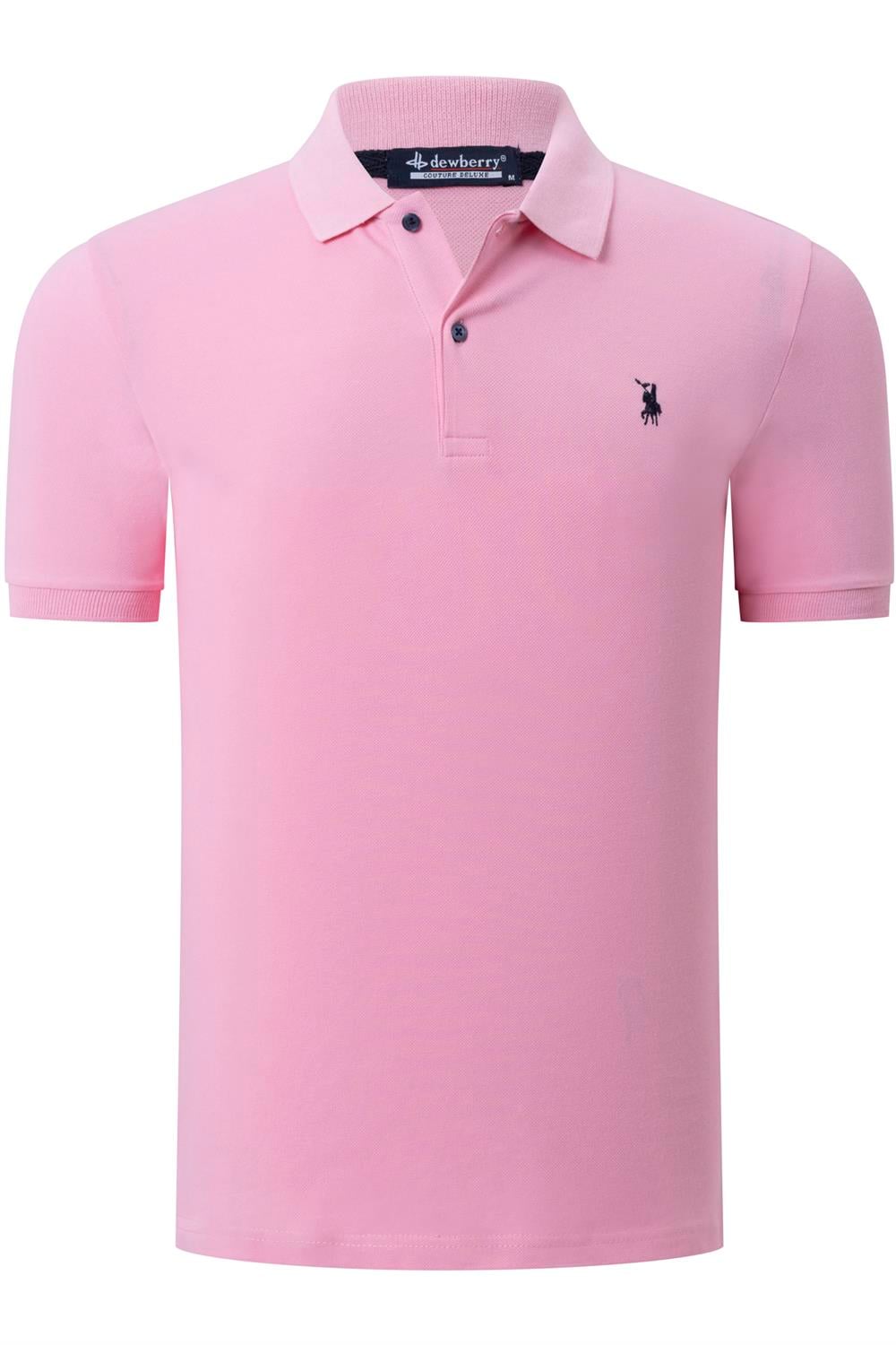 T8561 DEWBERRY ERKEK TSHIRT-DÜZ PEMBE