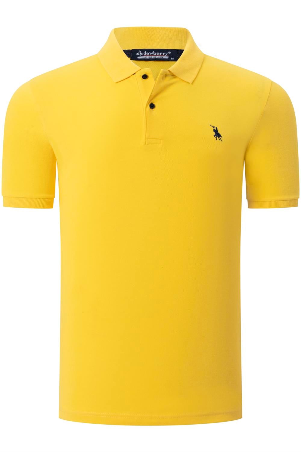 T8561 DEWBERRY ERKEK TSHIRT-DÜZ SARI