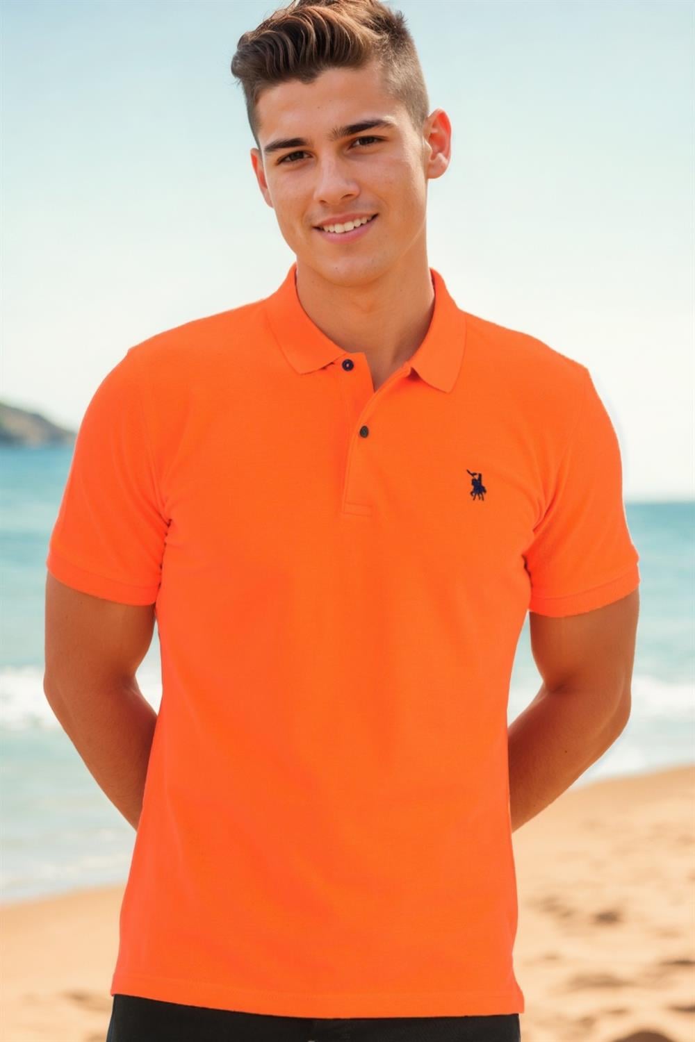T8561 DEWBERRY ERKEK TSHIRT-ORANJ