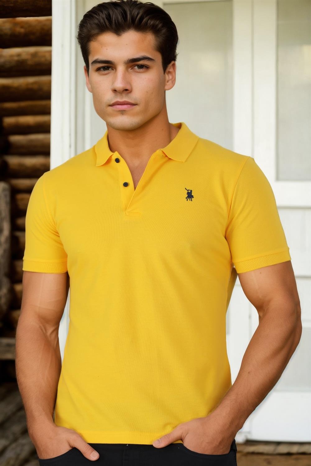 T8561 DEWBERRY ERKEK TSHIRT-SARI-2