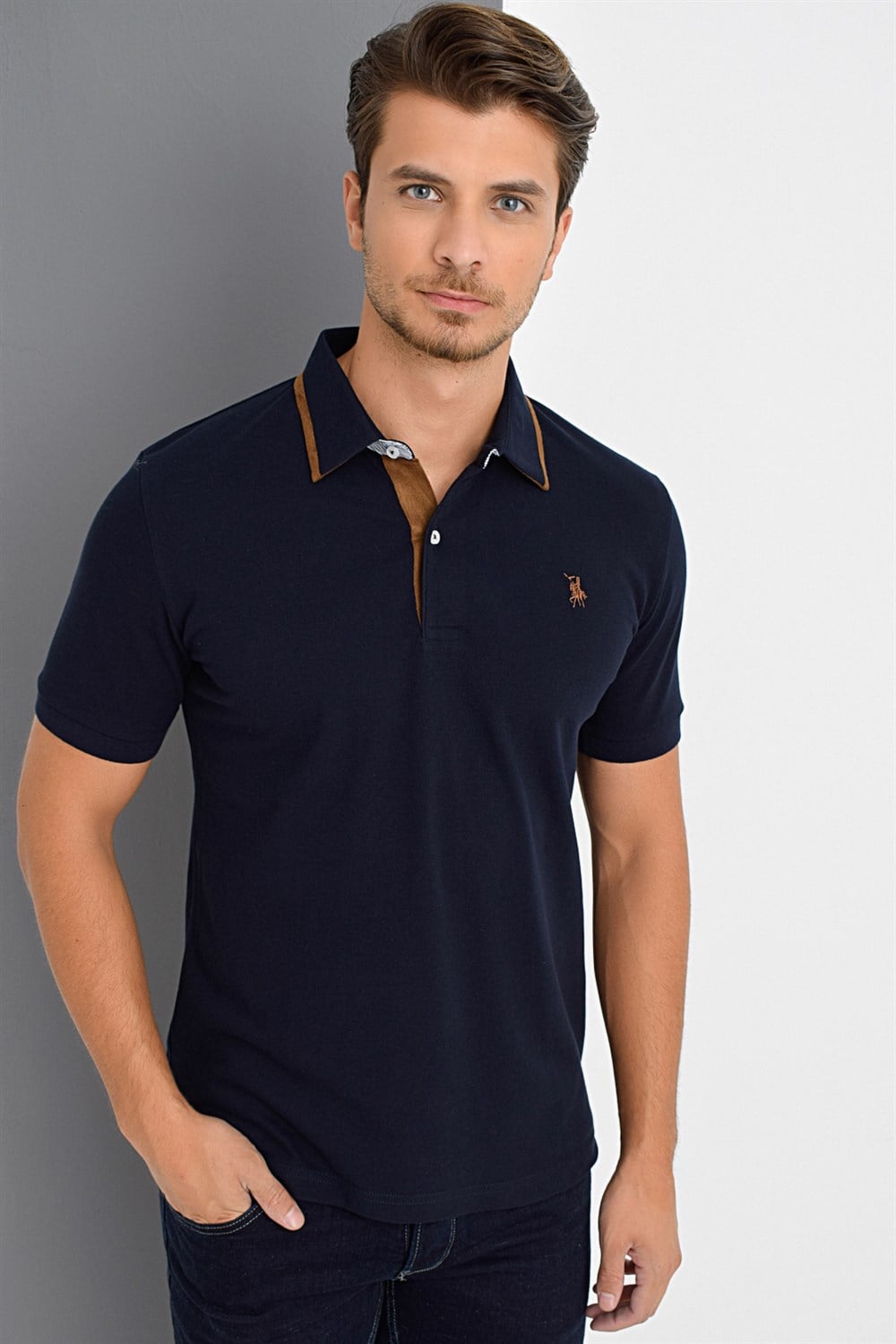 T8563 DEWBERRY ERKEK TSHIRT-LACİVERT