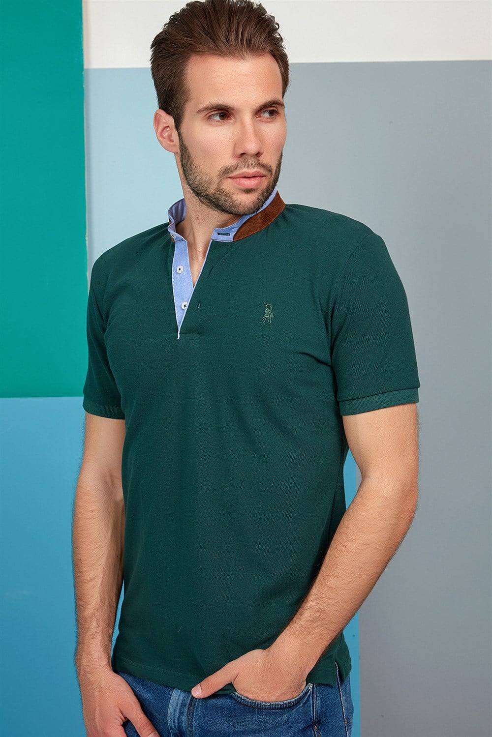 T8564 DEWBERRY ERKEK T-SHIRT-HAKİ