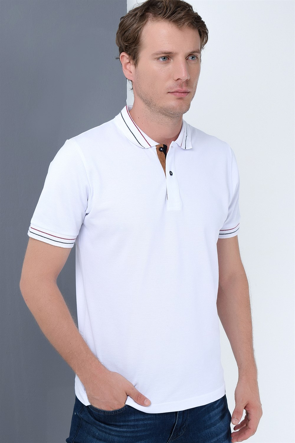 T8567 DEWBERRY ERKEK T-SHIRT-BEYAZ