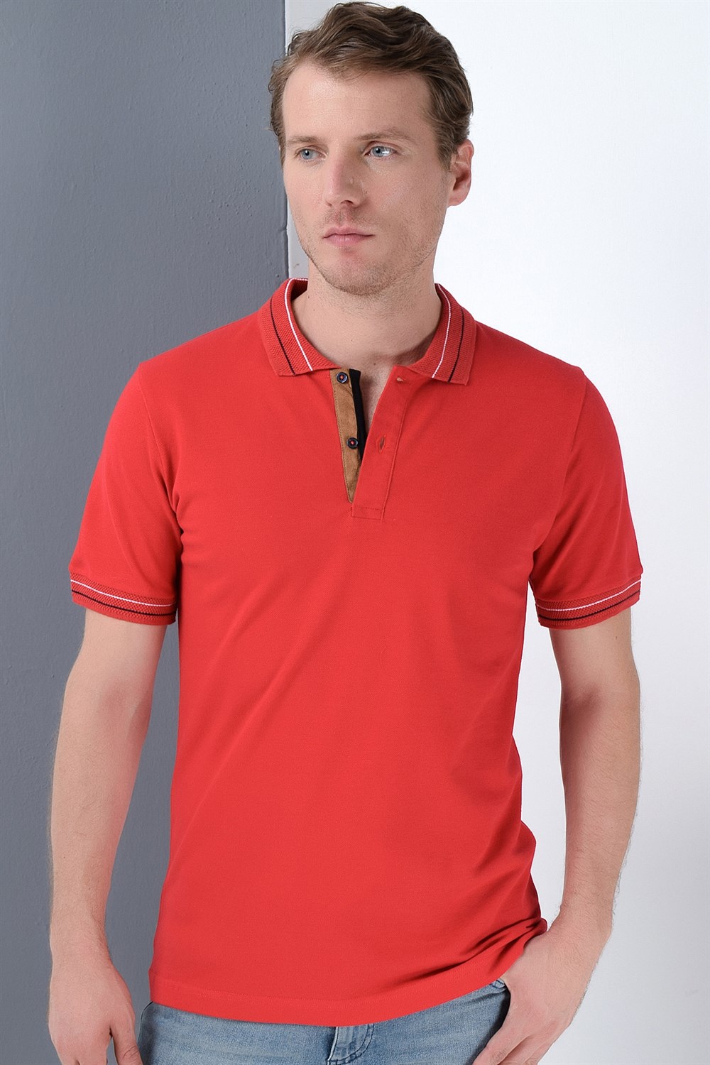 T8567 DEWBERRY ERKEK T-SHIRT-BORDO