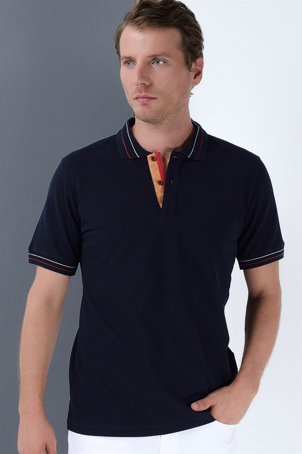 T8567 DEWBERRY ERKEK T-SHIRT-LACİVERT