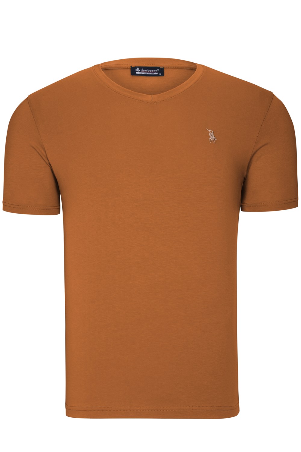 T8568 DEWBERRY V YAKA ERKEK T-SHIRT-AÇIK CAMEL