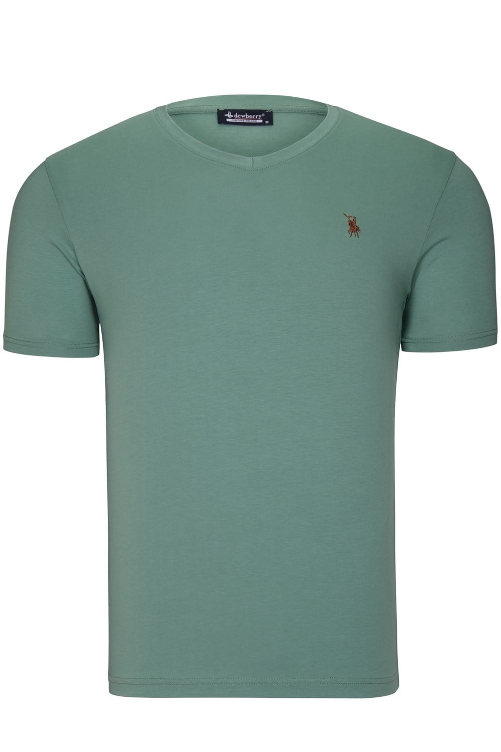 T8568 DEWBERRY V YAKA ERKEK T-SHIRT-AÇIK YEŞİL