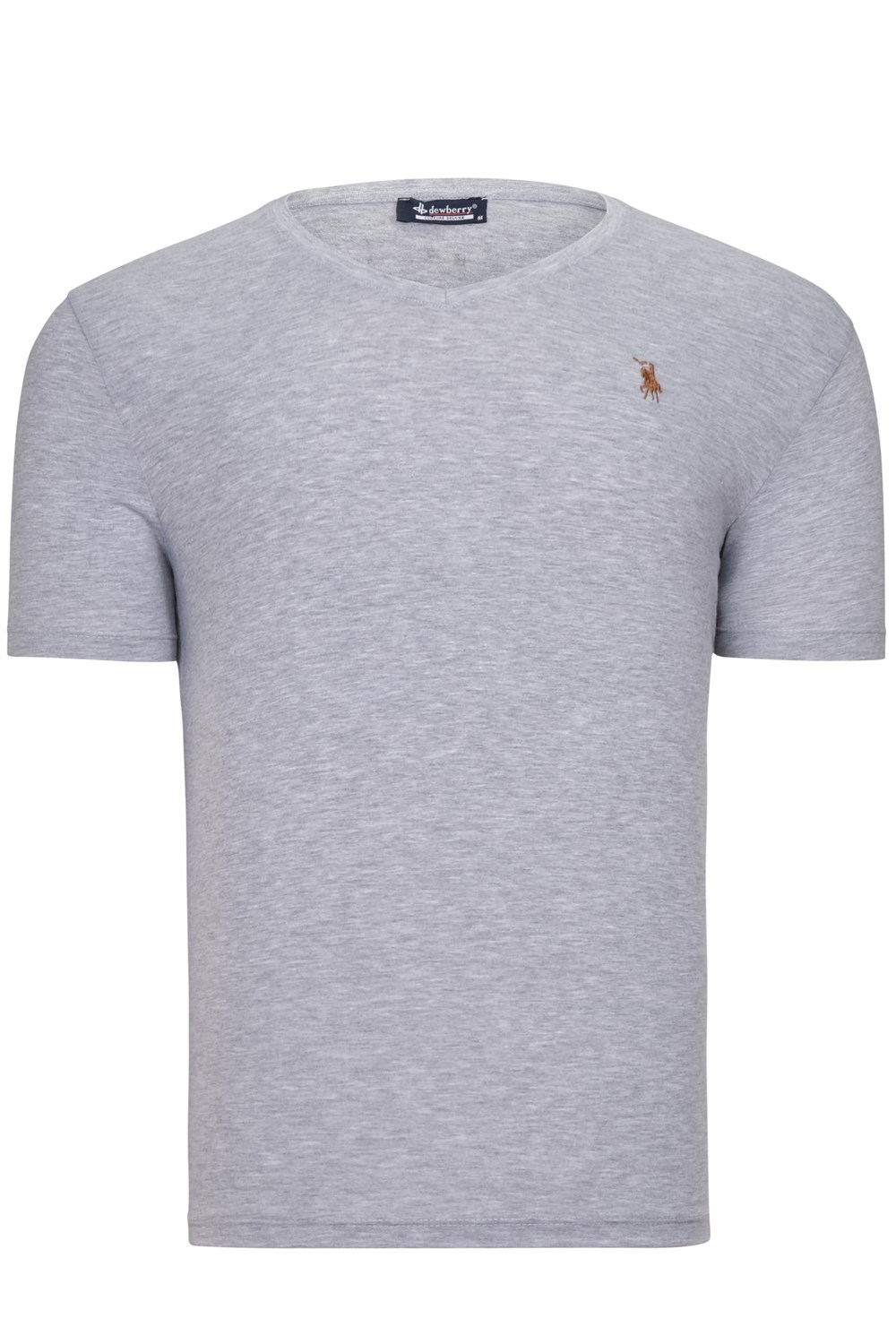 T8568 DEWBERRY V YAKA ERKEK T-SHIRT-AÇIK GRİ
