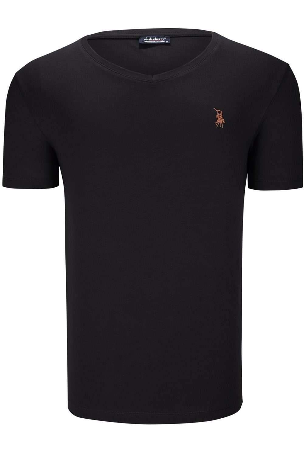 T8568 DEWBERRY V YAKA ERKEK T-SHIRT-KOYU SİYAH