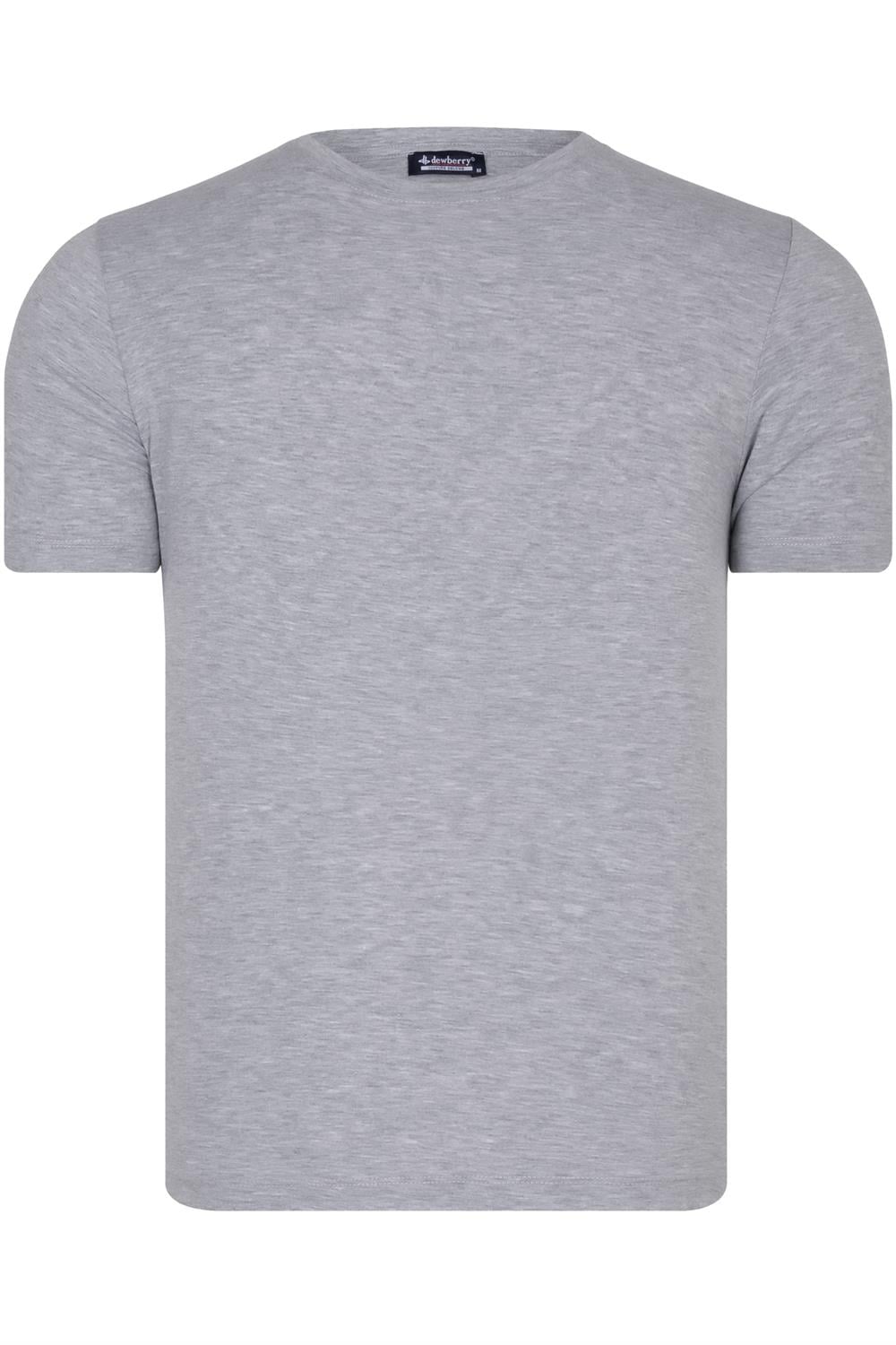 T8569 DEWBERRY BİSİKLET YAKA ERKEK T-SHIRT-DÜZ GRİ