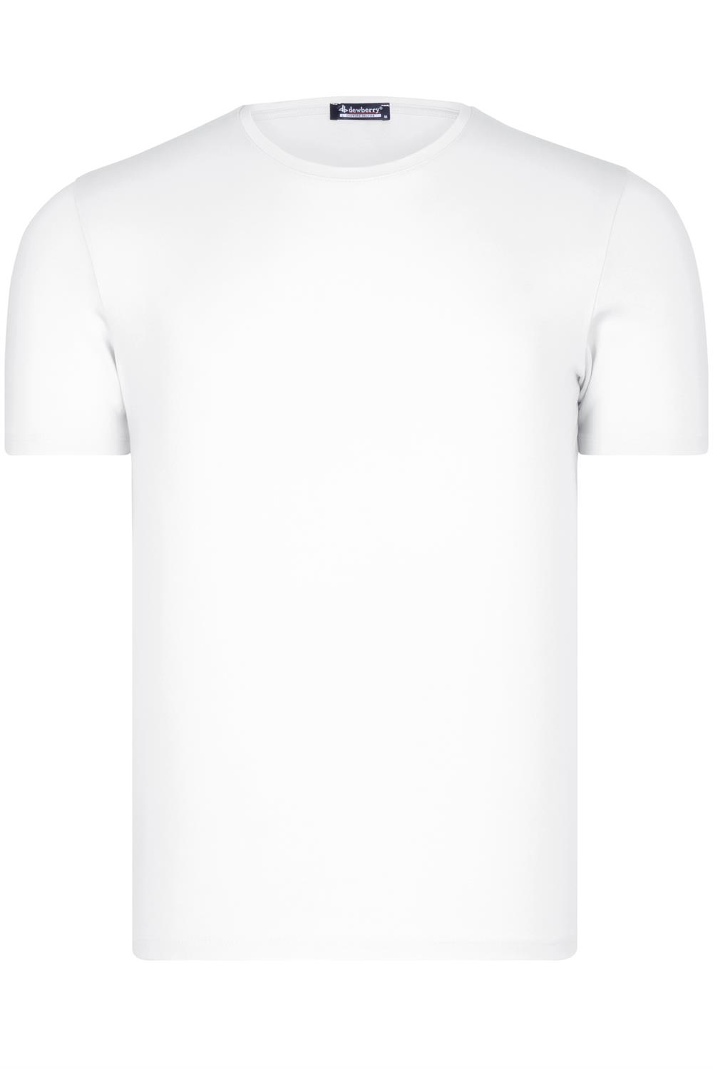 T8569 DEWBERRY BİSİKLET YAKA ERKEK T-SHIRT-DÜZ BEYAZ